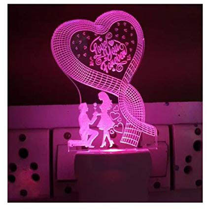 Hridaan Colour Changing Couple Love You Forever 3d Illusion Led Night Lamp