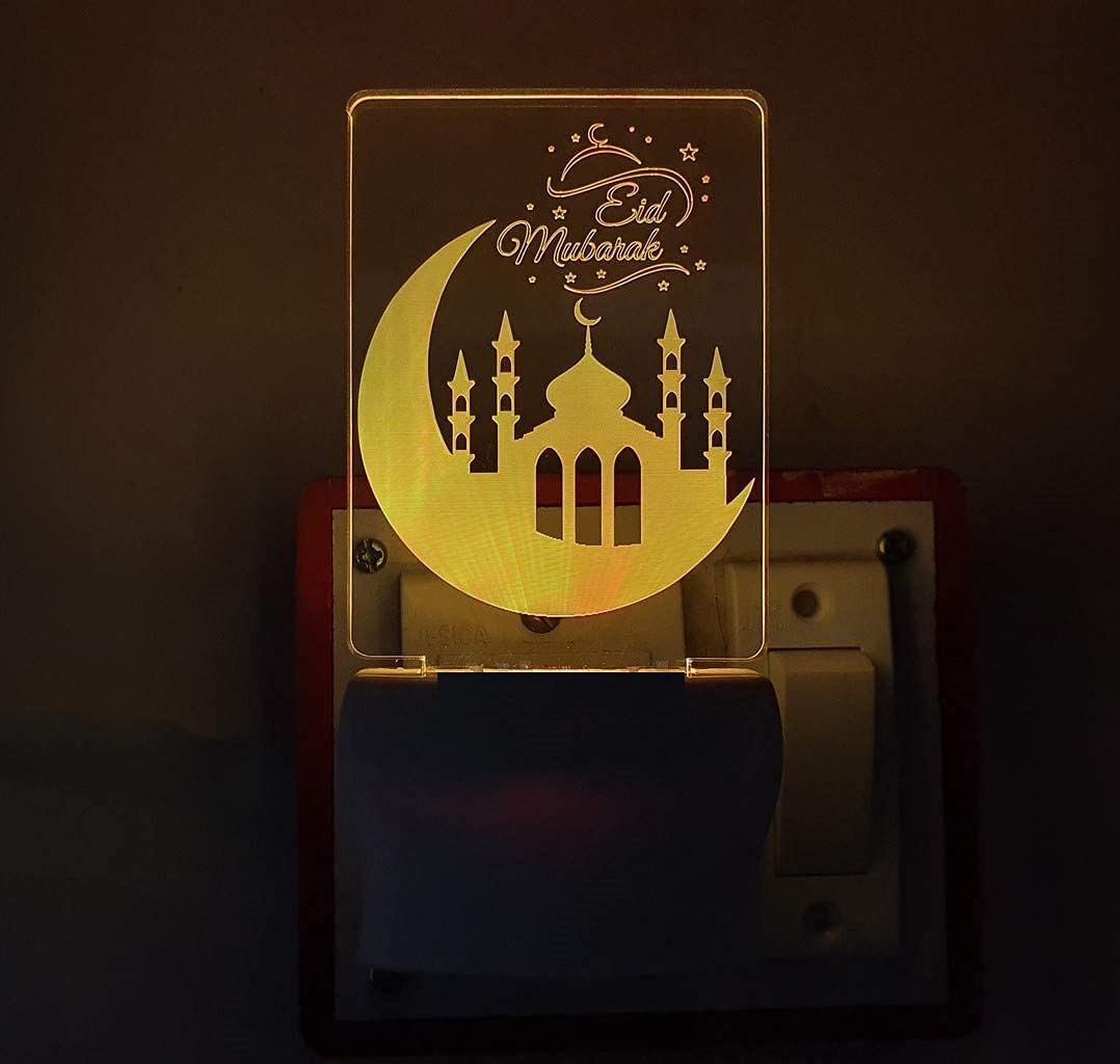 Hridaan Colour Changing EID Mubarak 3d Illusion Led Night Lamp