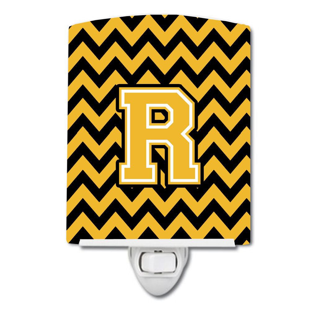 Carolines Treasures CJ1053-TBR Letter T Chevron Black & Gold