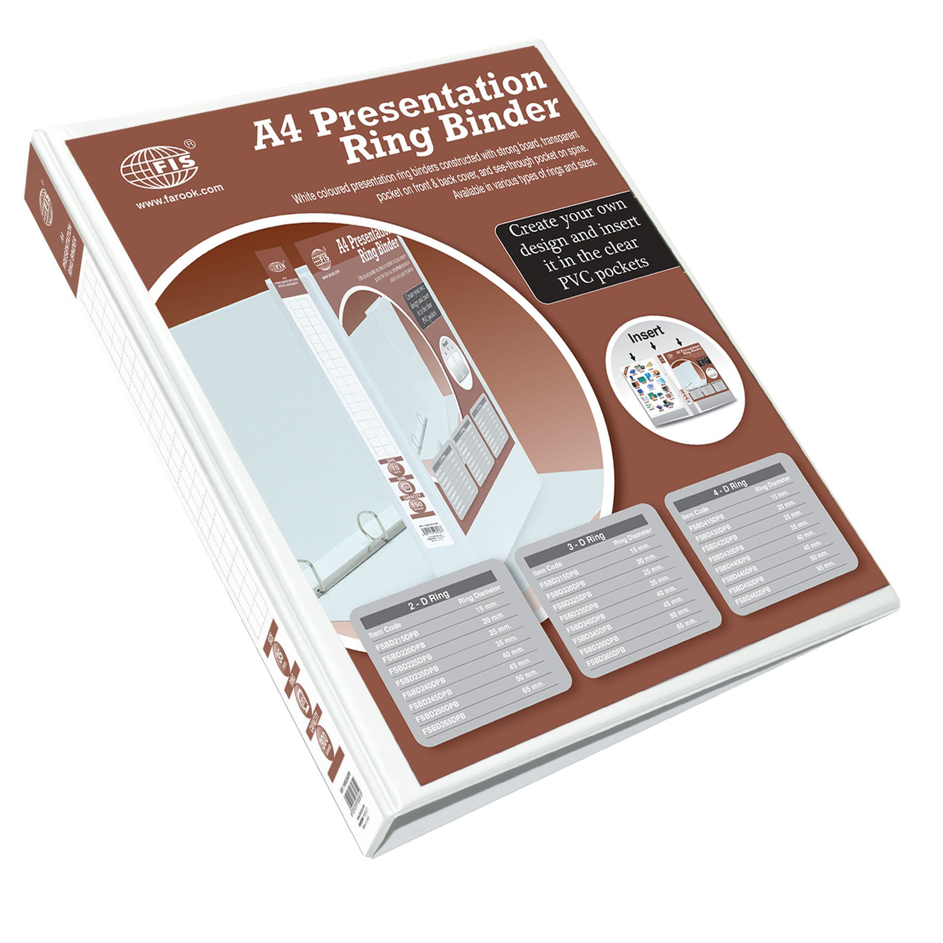 Buy Online FIS A4 Size 2D Ring Presentation Binder, White, 1.75 Inch