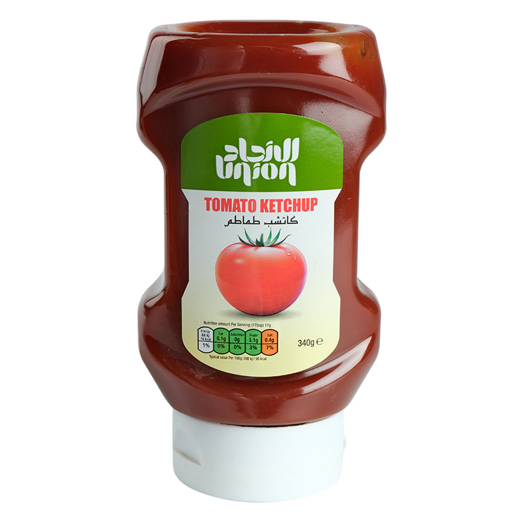 Picture of Union Upside Down Bottle Tomato Ketchup, 340g, Carton of 12pcs