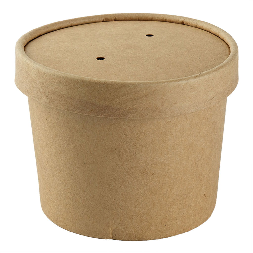 Picture of Union Disposable Kraft Soup Cup With Paper Lid, 6 Pieces - Pack of 32 - Carton