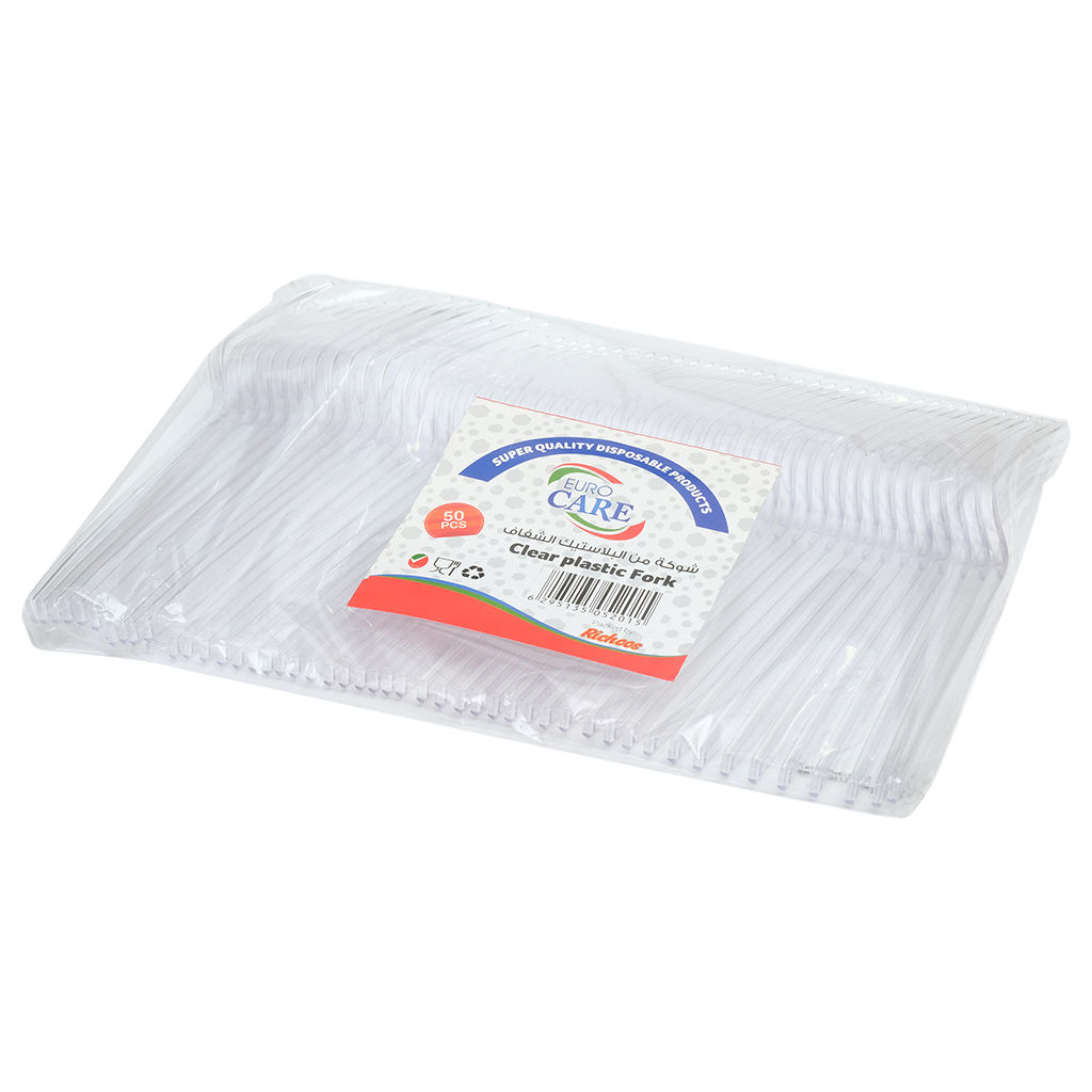 Picture of Disposable 50 Pcs Clear Plastic Table Forks Pack - Carton of 40 Packs