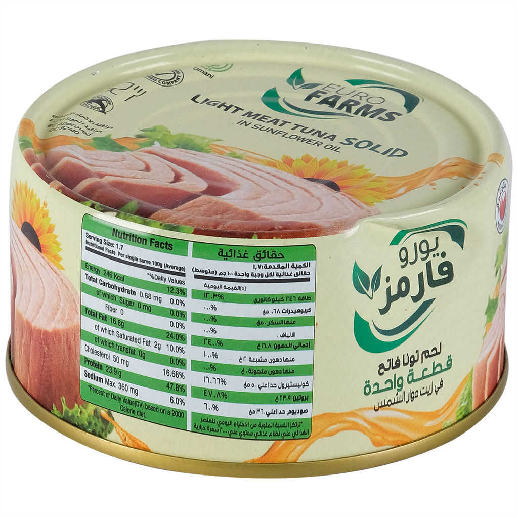 Picture of Light Meat Tuna Solid in Sunflower Oil, 185g - Carton of 48 Tins