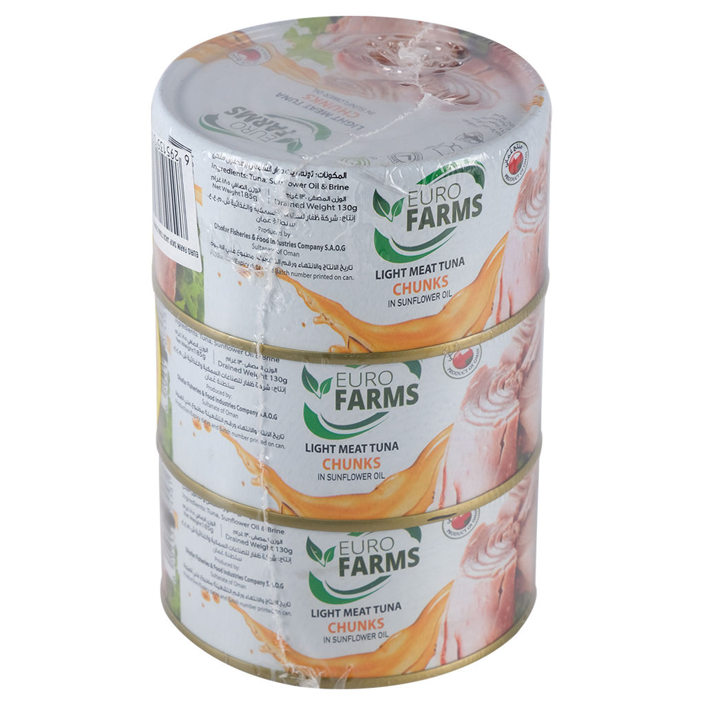 Picture of Light Meat Tuna Chunks Sunflower Oil, 185g, 3 Tin Pack - Carton of 16 Packs