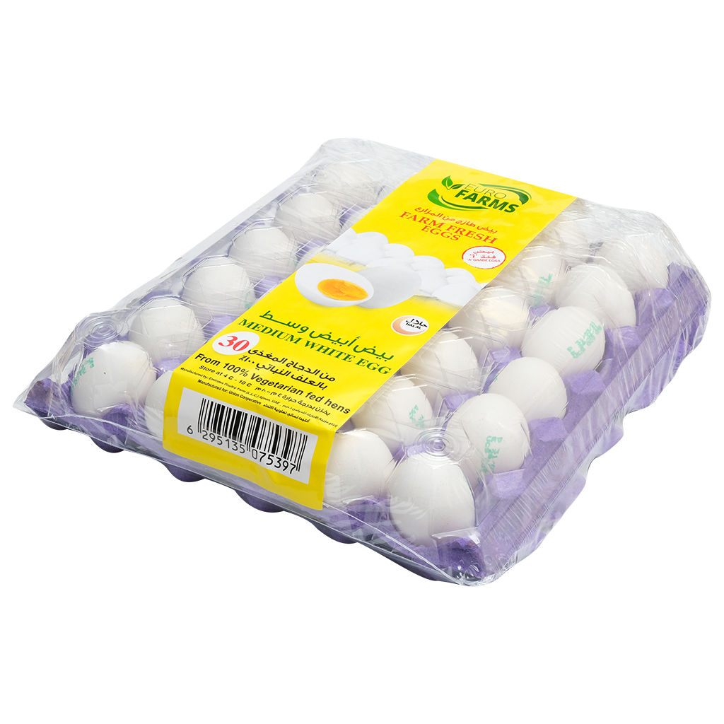 Buy Online Farm Fresh 30 Pcs Medium Eggs Tray, White Carton of 12