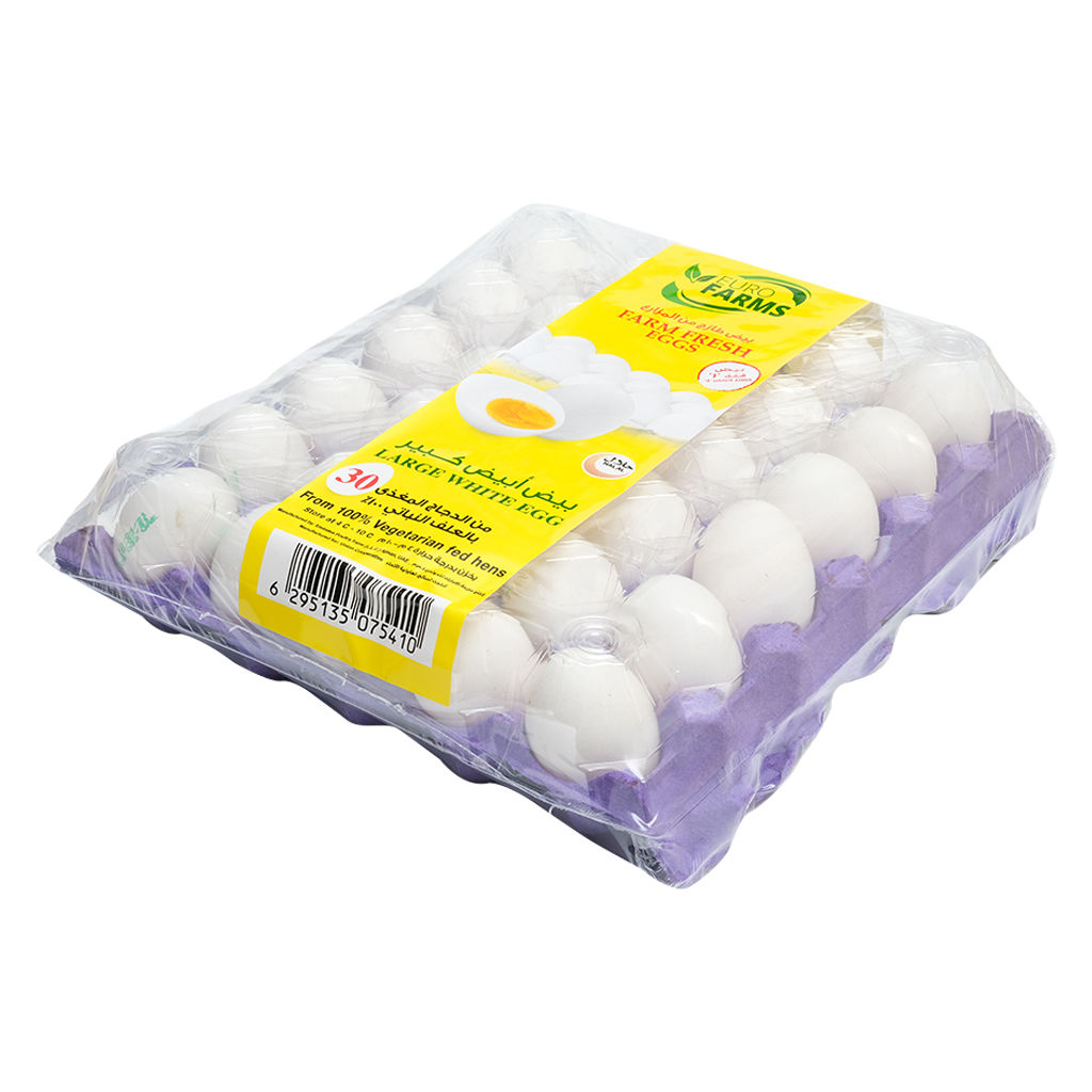 Picture of Farm Fresh 30 Pcs Large Eggs Tray, White - Carton of 12 Trays