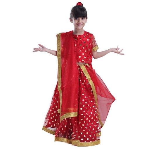 Buy Online Fancy Dess Wale Girl's Lehenga as Queen Dress (Red, 9-11 ...