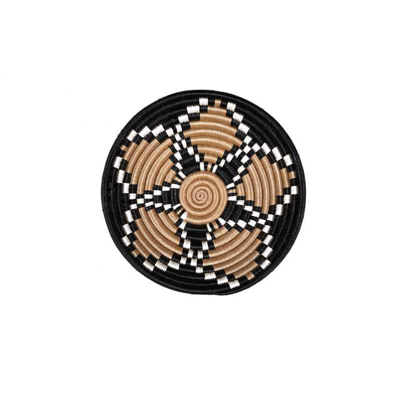 Picture of Azizi Life Tea Blossom Woven Bowl, Black & Beige