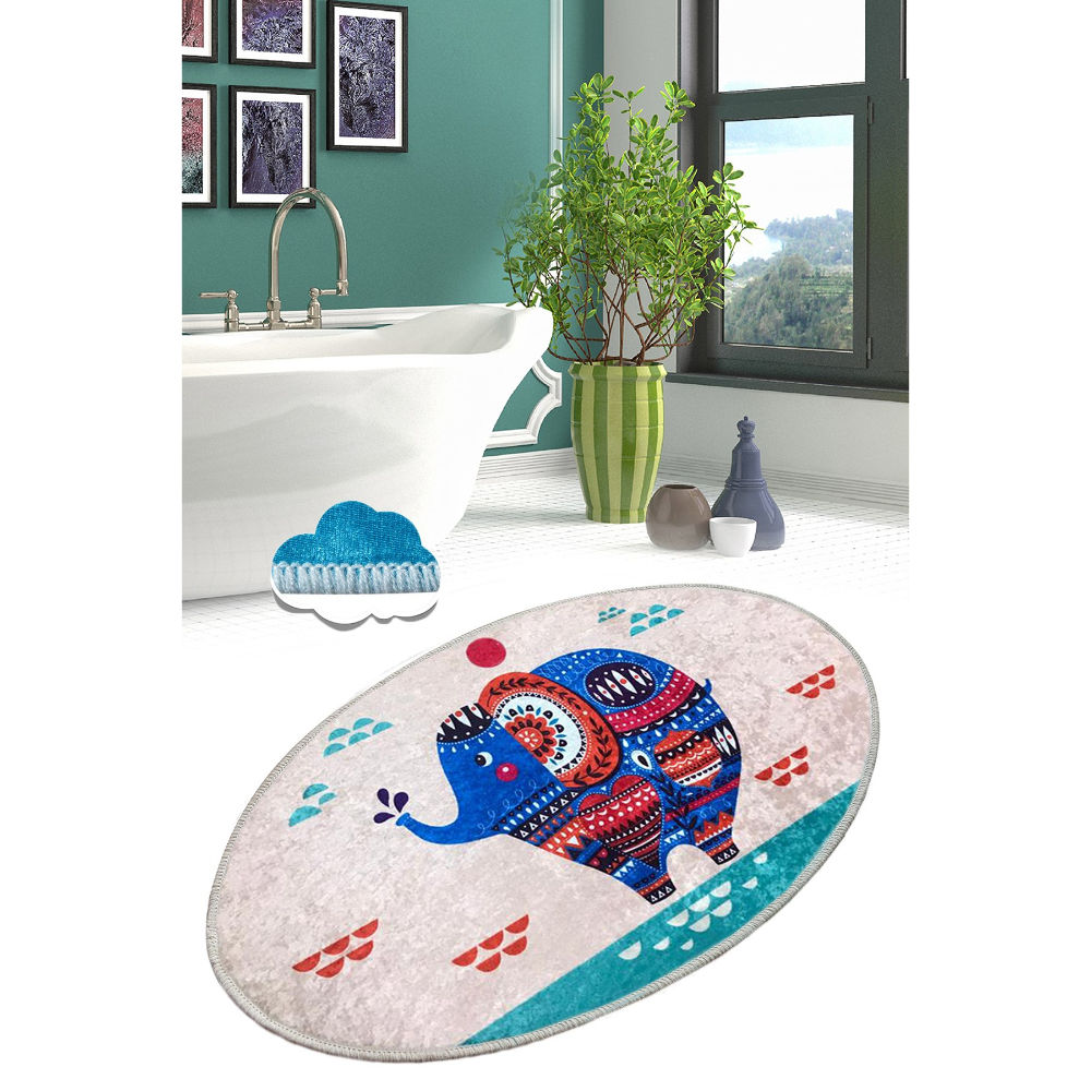 Picture of Ant Decor Ethnic Oval Shaped Non Slip Area Rug