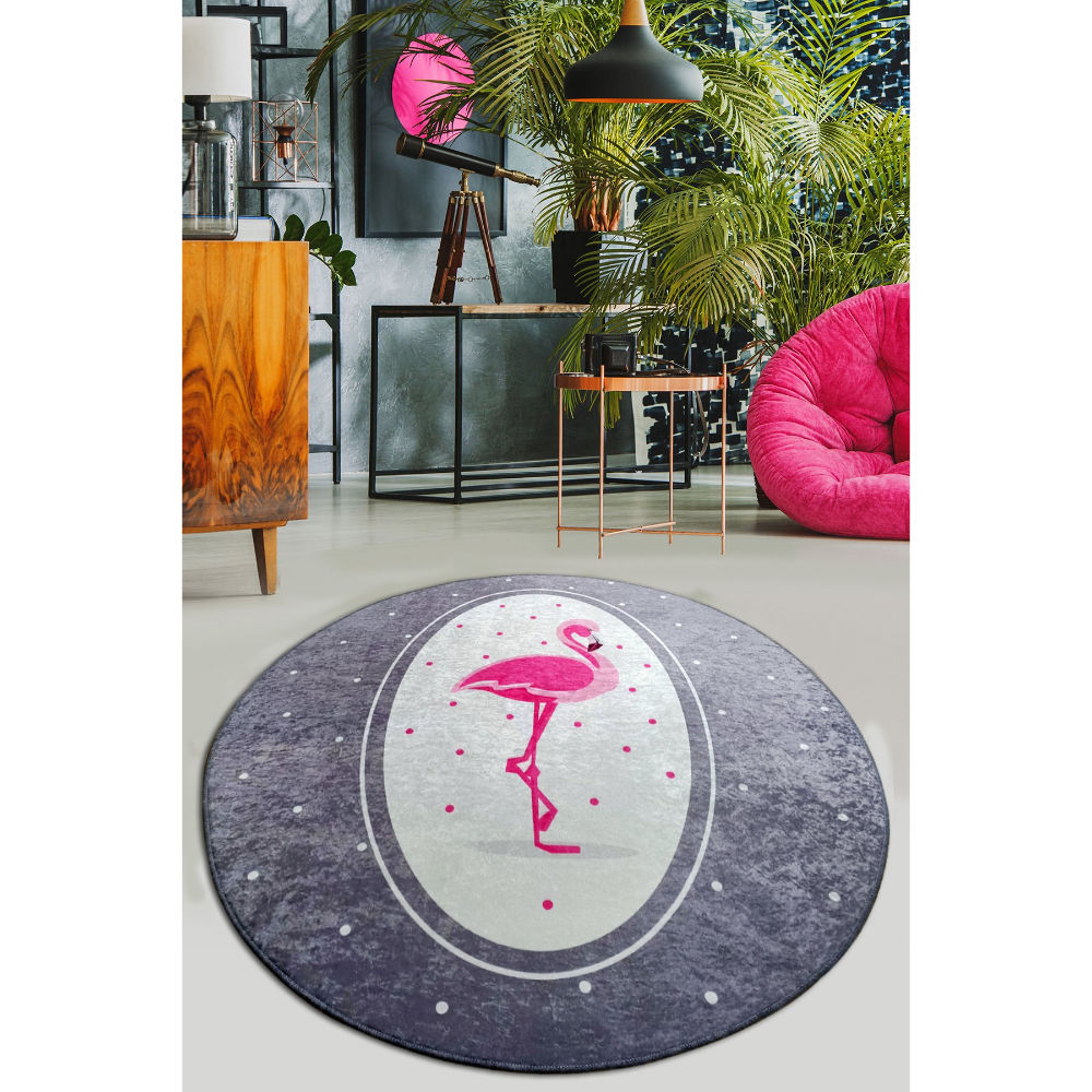 Picture of Ant Decor Chile Flamingo Designed Round Non Slip Area Rug