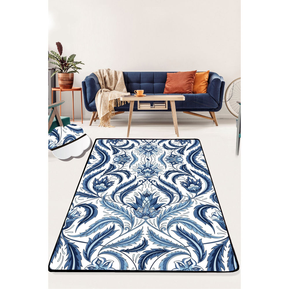 Picture of Ant Decor Chini Floral Patterned Decorative Non Slip Area Rug