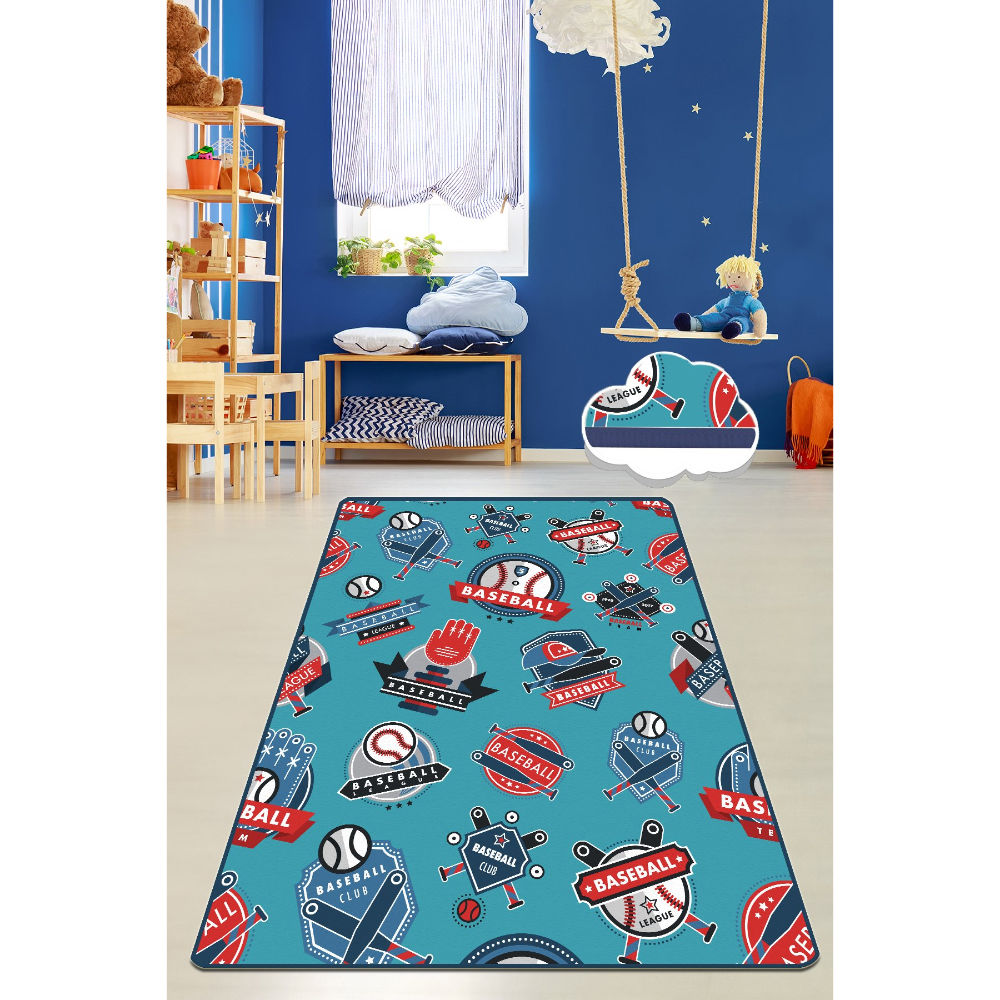 Picture of Ant Decor Baseball Club Printed Non Slip Area Rug