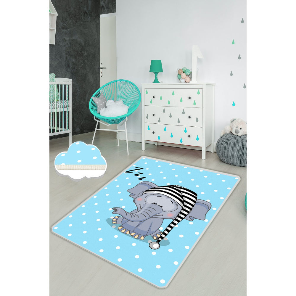 Picture of Ant Decor Sleeping Elephant Designed Non Slip Area Rug