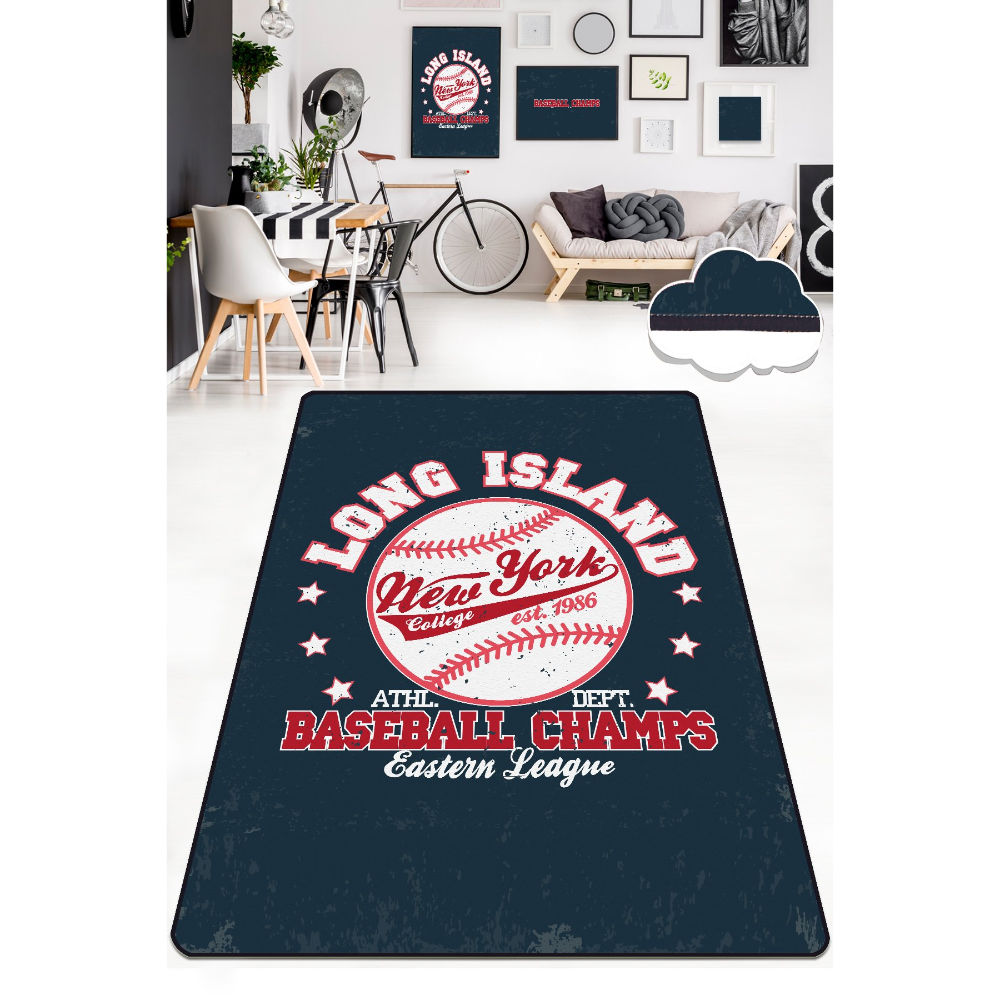 Picture of Ant Decor Long Island Baseball Champs Printed Non Slip Area Rug