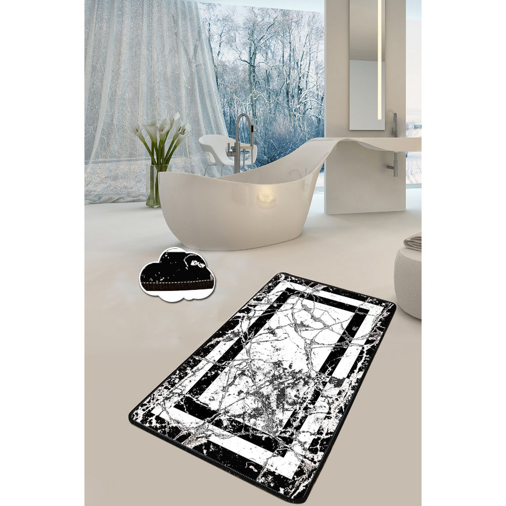 Picture of Ant Decor Marmor Patterned Bathroom Non Slip Area Rug