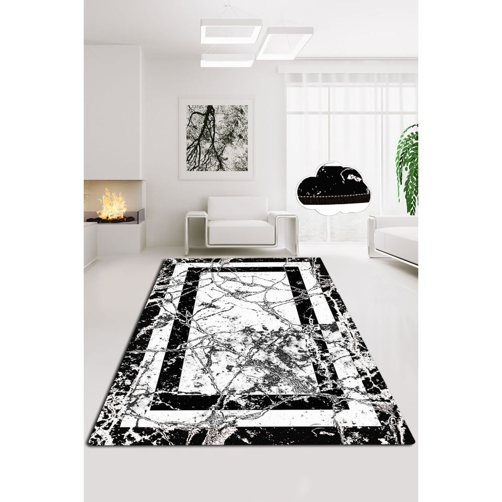Picture of Ant Decor Marmor Patterned Living Room Non Slip Area Rug