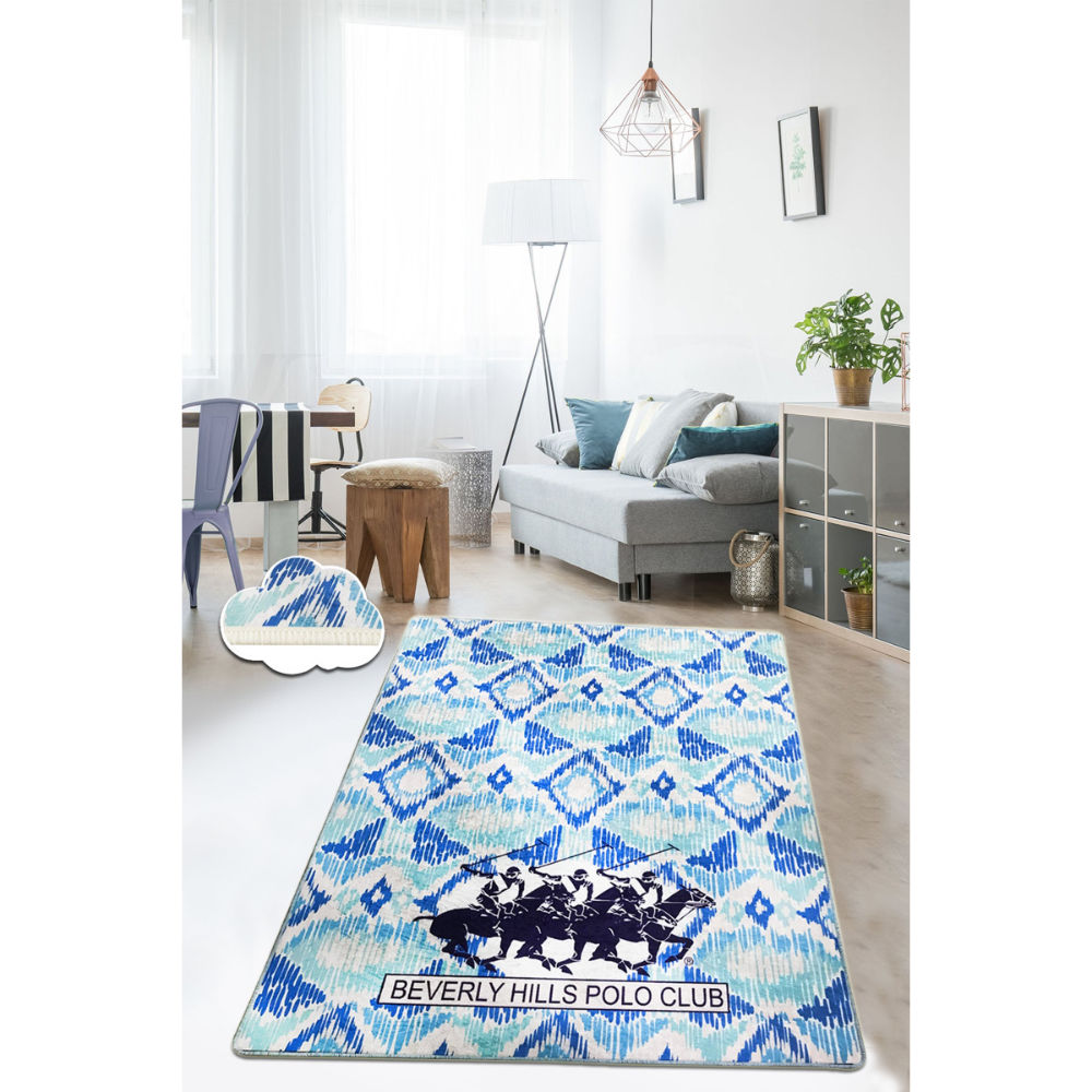 Picture of Ant Decor Beverly Hills Polo Club Printed Flow Patterned Non Slip Area Rug
