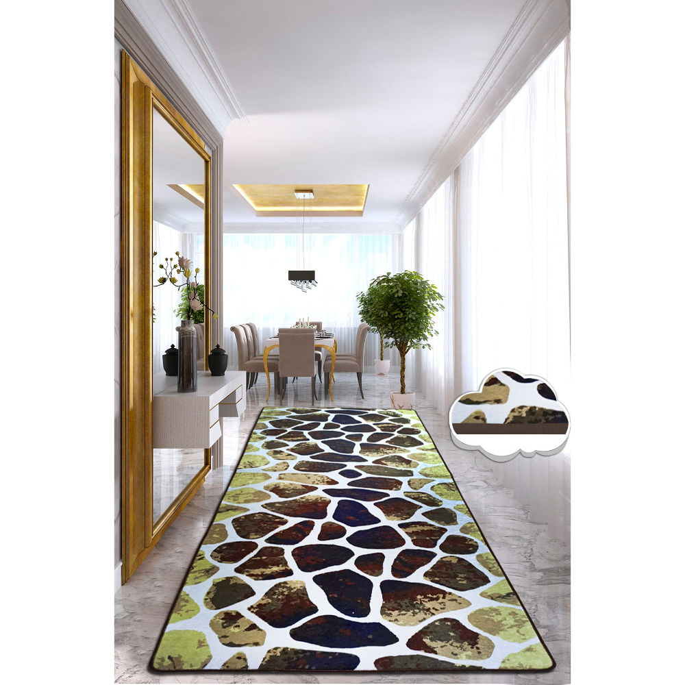 Picture of Ant Decor Golden Lining Rocks Printed Non Slip Area Rug