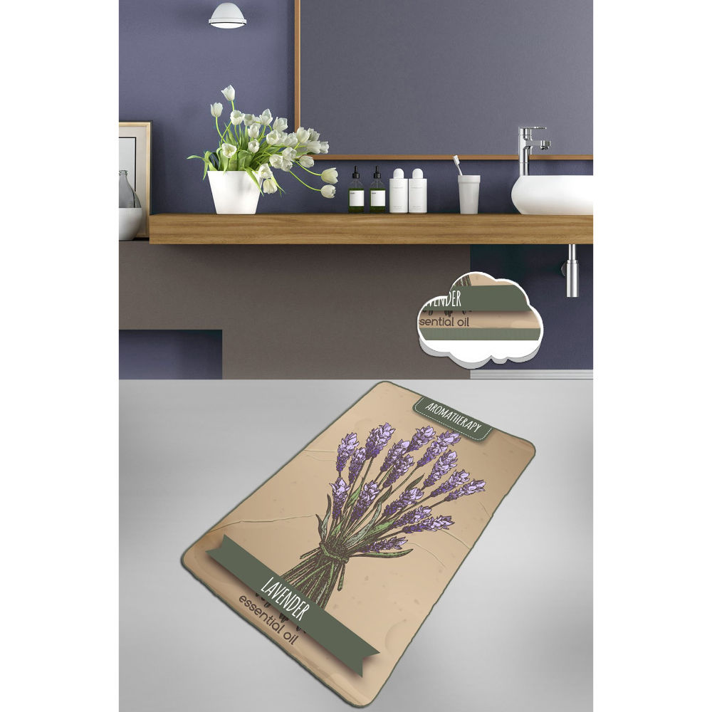 Picture of Ant Decor Aromatherapy Lavender Printed Bathroom Non Slip Area Rug