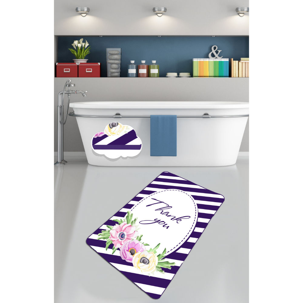 Picture of Ant Decor Thankyou Printed Rectangle Shaped Bathroom Non Slip Area Rug