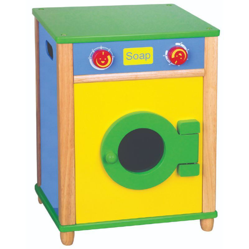 toy wooden kitchen with washing machine