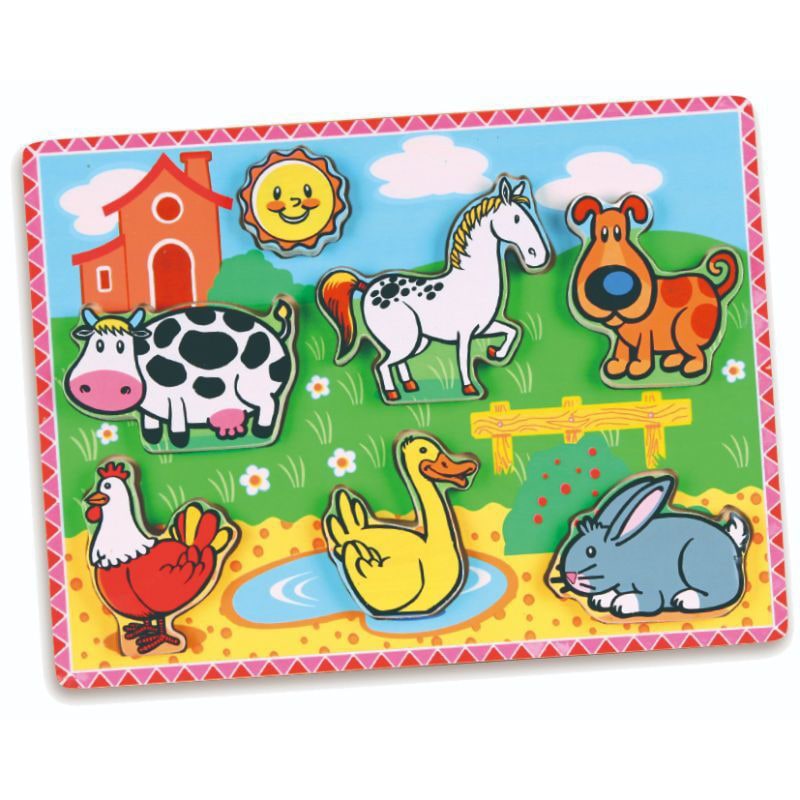 Buy Online Viga Toys Wooden Puzzle Farm Animals in UAE | Dubuy.com