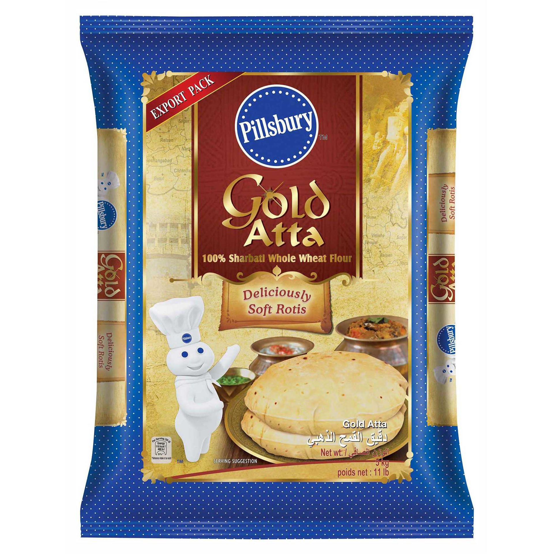 Buy Online Pillsbury Gold Atta Sarbati Whole Wheat Flour, 5kg in UAE