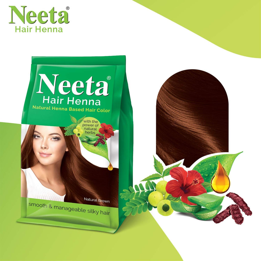 Buy Online Neeta Hair Henna Natural Hair Colour, 125 gm, Natural Brown