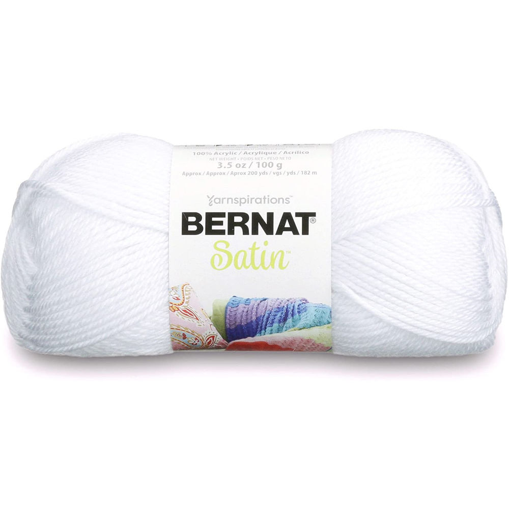 Picture of Bernat Solid Satin Yarn, White, 200 Yards