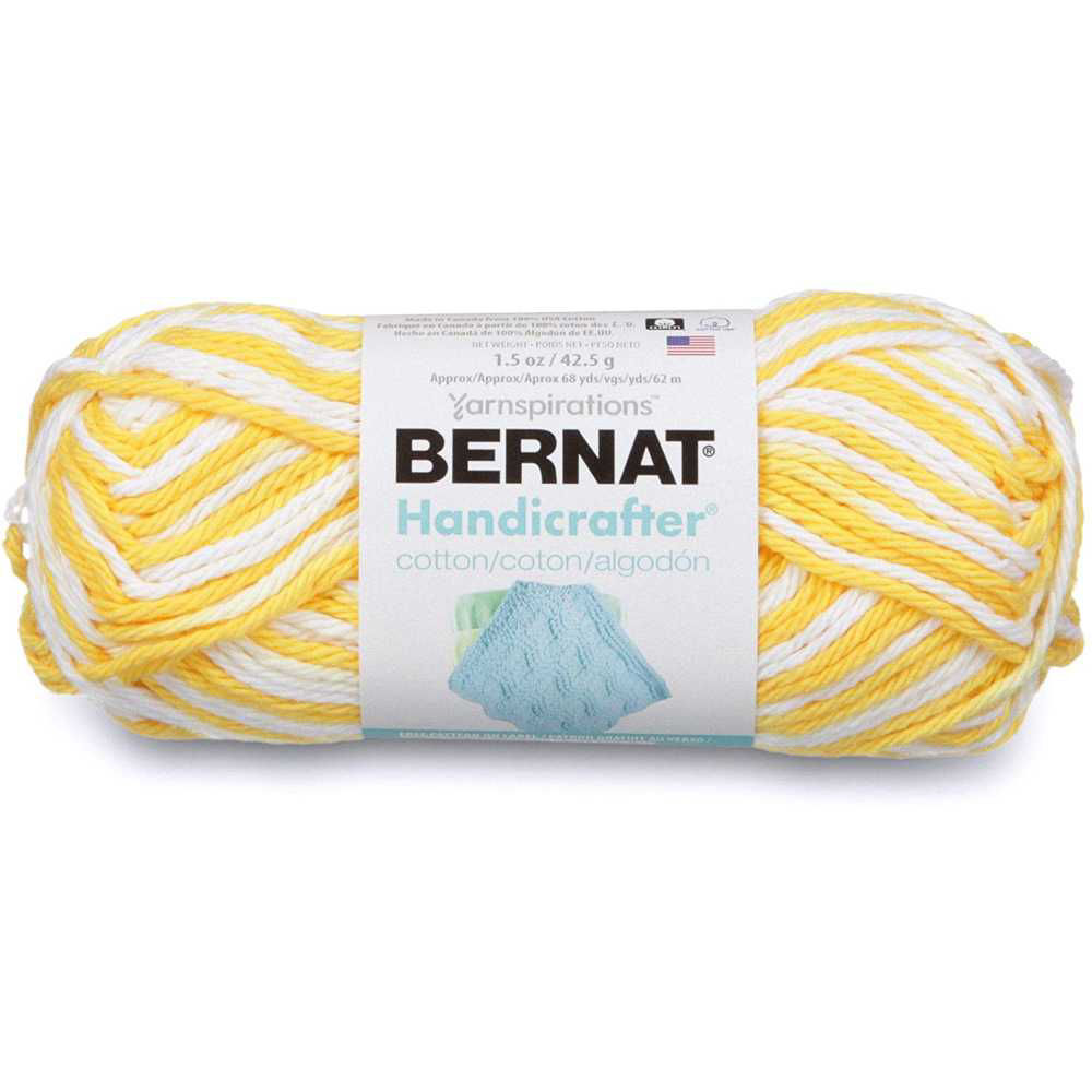Picture of Bernat Handicrafter Cotton Ombre Yarn, White & Yellow, 68yards