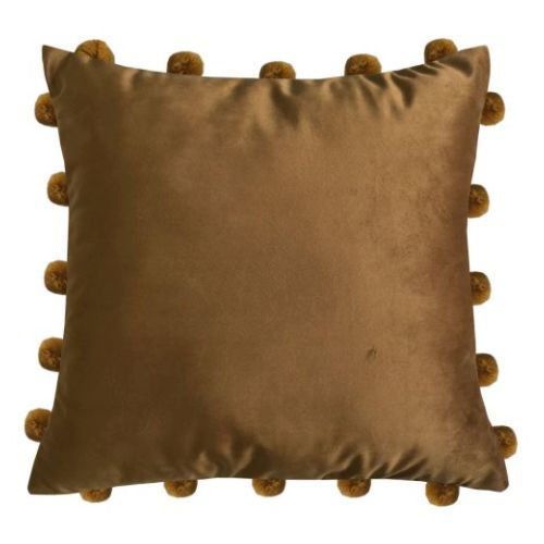 Picture of Lushomes Velvet Cushion Cover with Vibrant Pom Poms