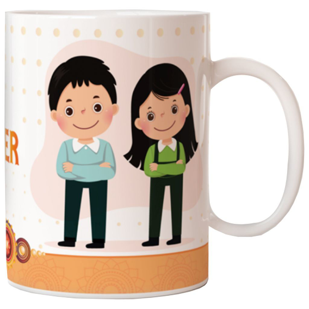Picture of Ceramic Designer Rakhi Gift Mug, 300ml