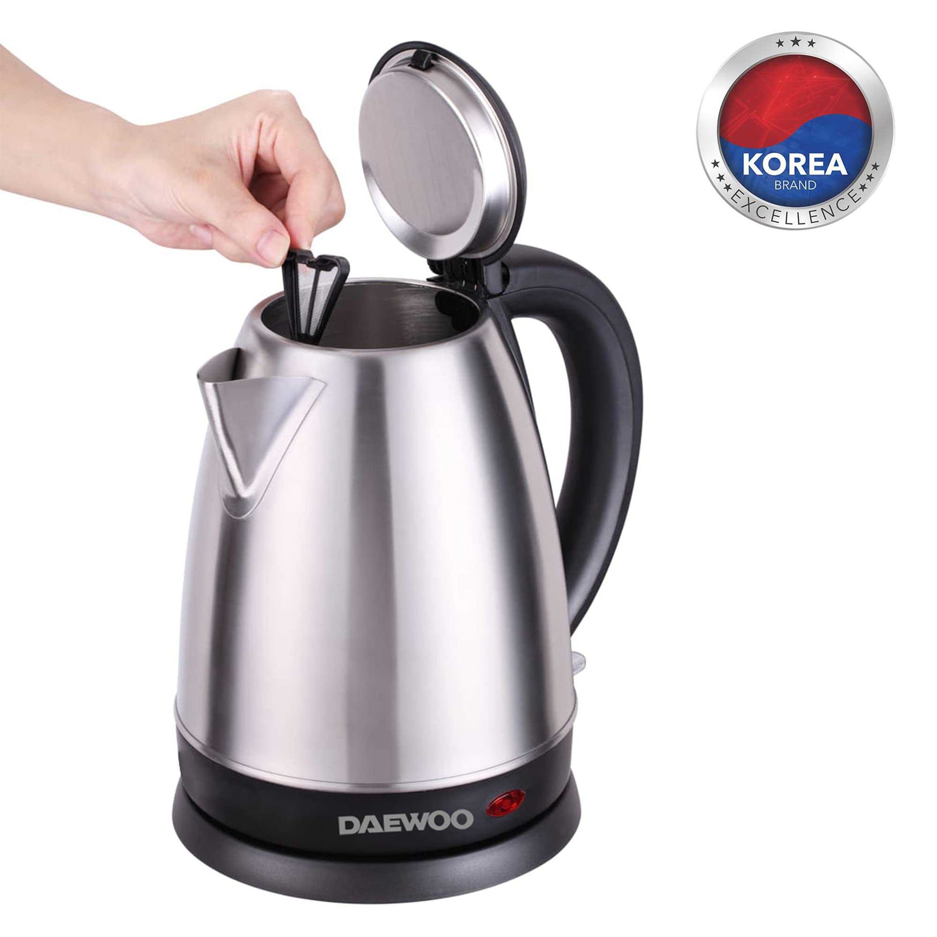 Buy Online Daewoo Stainless Steel Electric Kettle, 2200W, 1.7ltr