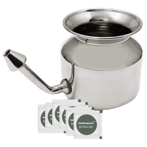 Buy Online IndoSurgicals SS Ayurvedic Jala Neti Pot with Salt, 10