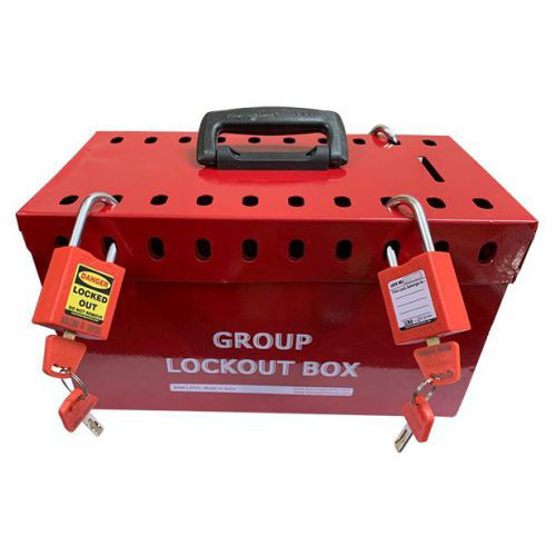 Buy Online KRM Loto Portable Group Lockout Box with 20 Holes, Red in