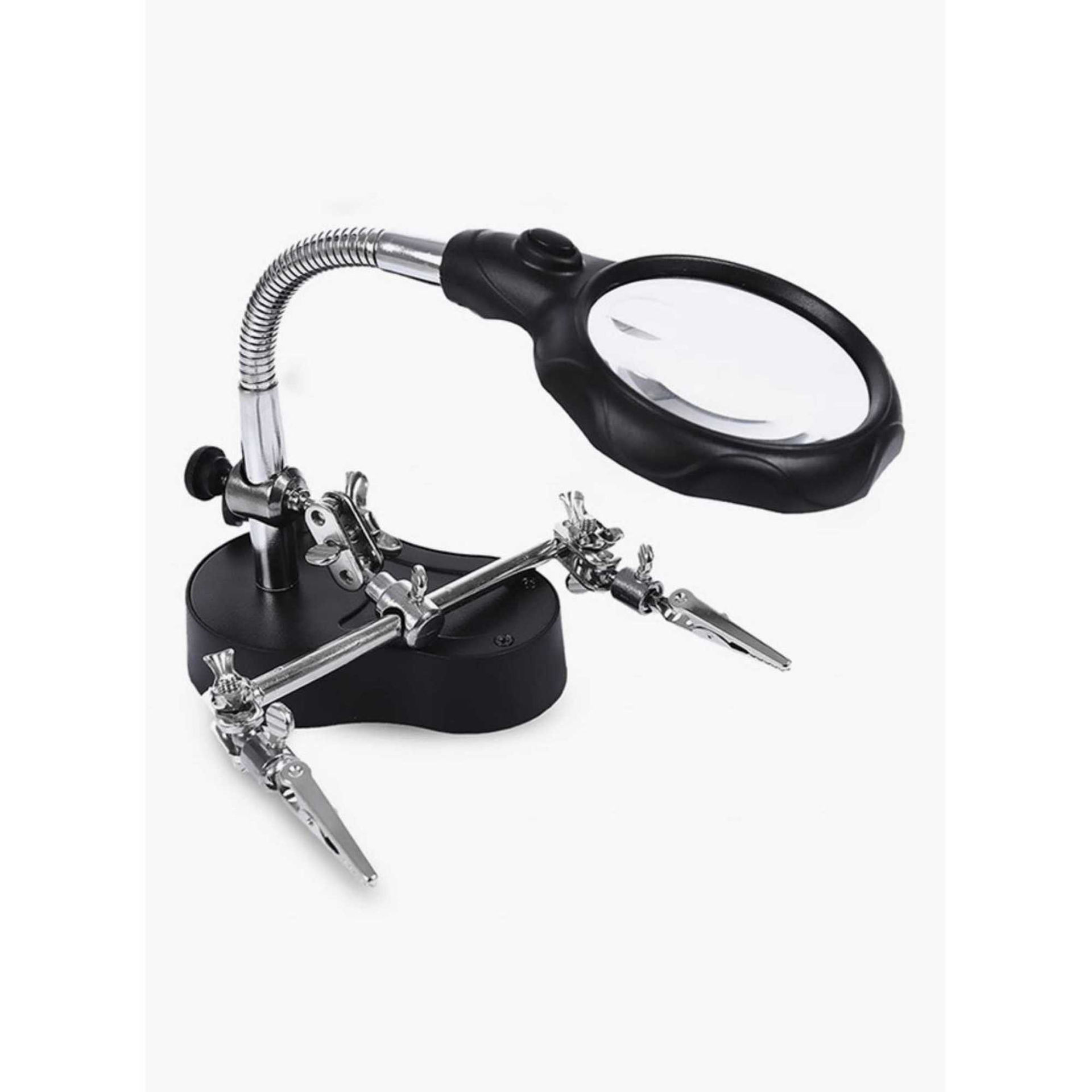 Buy Online RKN Magnifier Loupe Glasses with LED Light and Soldering Iron Stand, Black in UAE