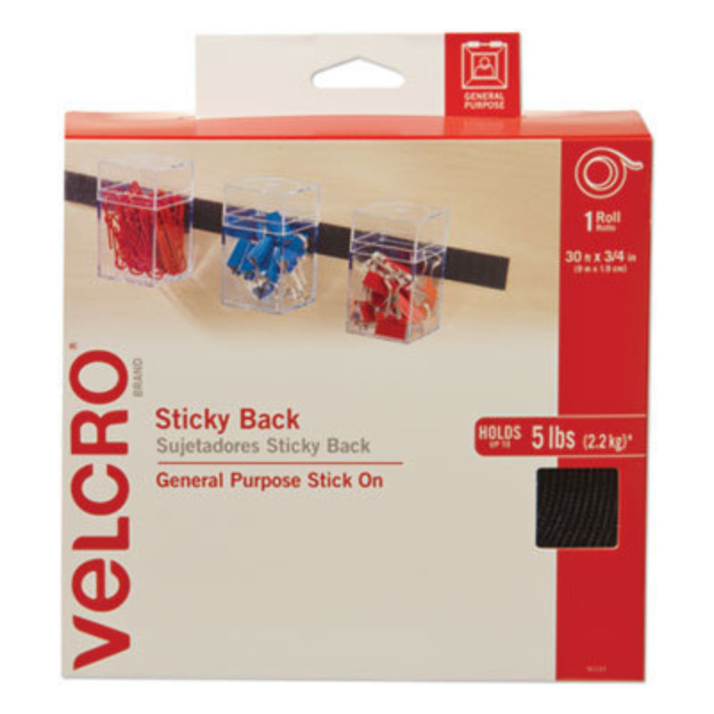 Buy Online Velcro Sticky Back Removable Adhesive, 0.75in x 30ft, Black