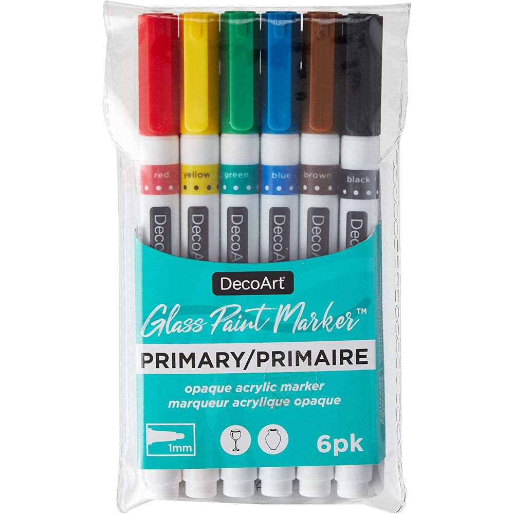 Buy Online DecoArt DecoArt Glass Ceramic Paint Markers, Primary, Set Of
