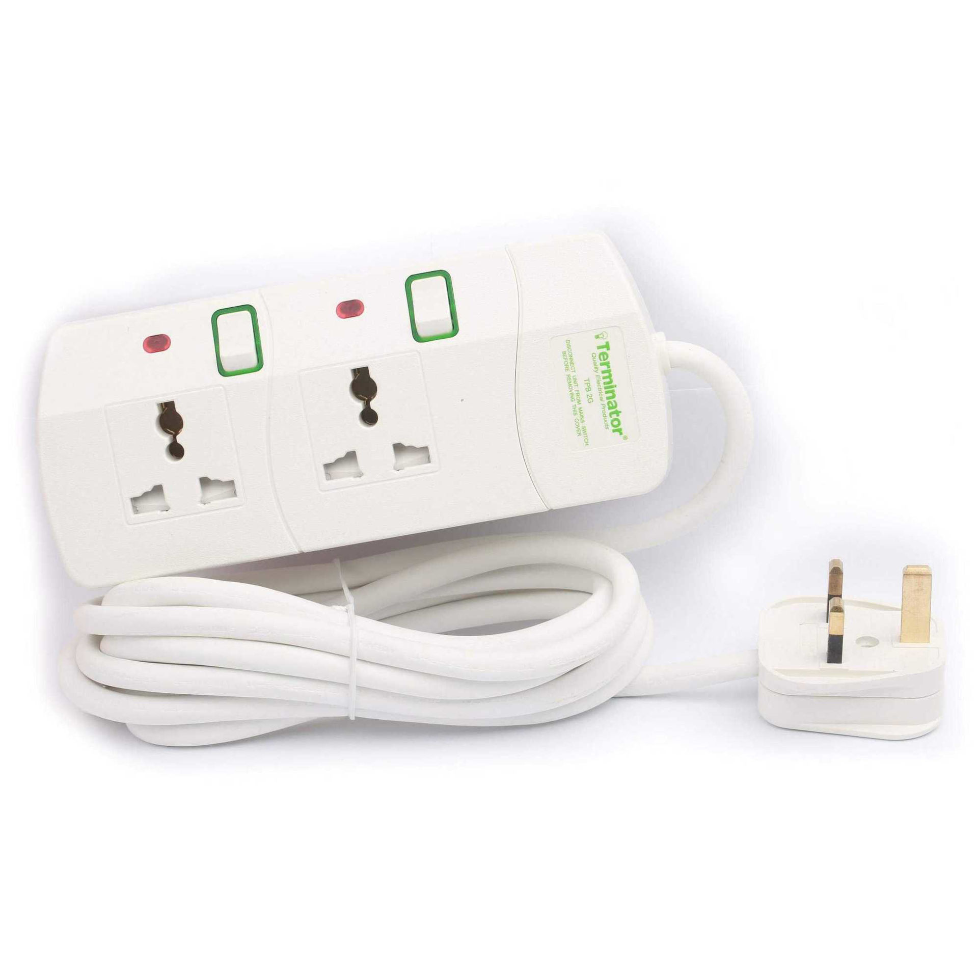 Buy Online Terminator 2 Way Universal Power Extension Socket, 3M, 3A