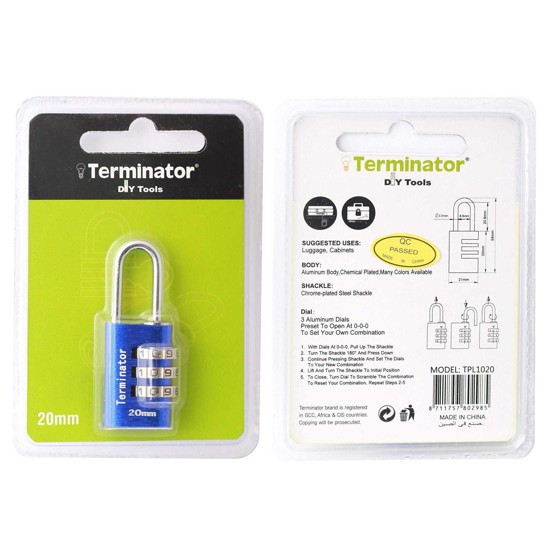 Picture of Terminator Combination Pad Lock, TPL 1020