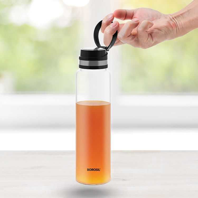 Buy Online Borosil Easygo Glass Bottle With Stainless Steel Lid , 1L in UAE