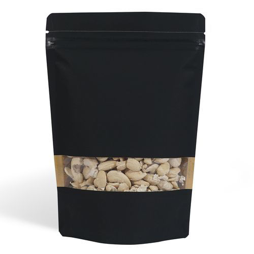 Picture of Paper Stand Up Pouch With Zipper & Rectangle Window, Black, Carton Of 500 Pcs