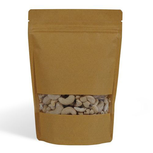 Picture of Stripped Stand Up Pouch With Zipper & Rectangle Window, Brown, Carton Of 1000 Pcs