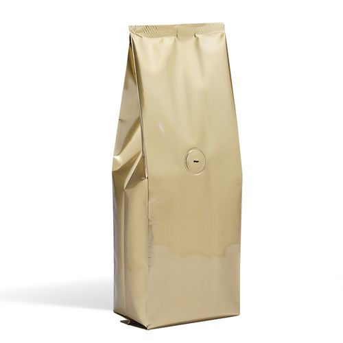Picture of Central Seal Side Gusset Pouches With Valve, Matt Gold, Carton Of 500 Pcs