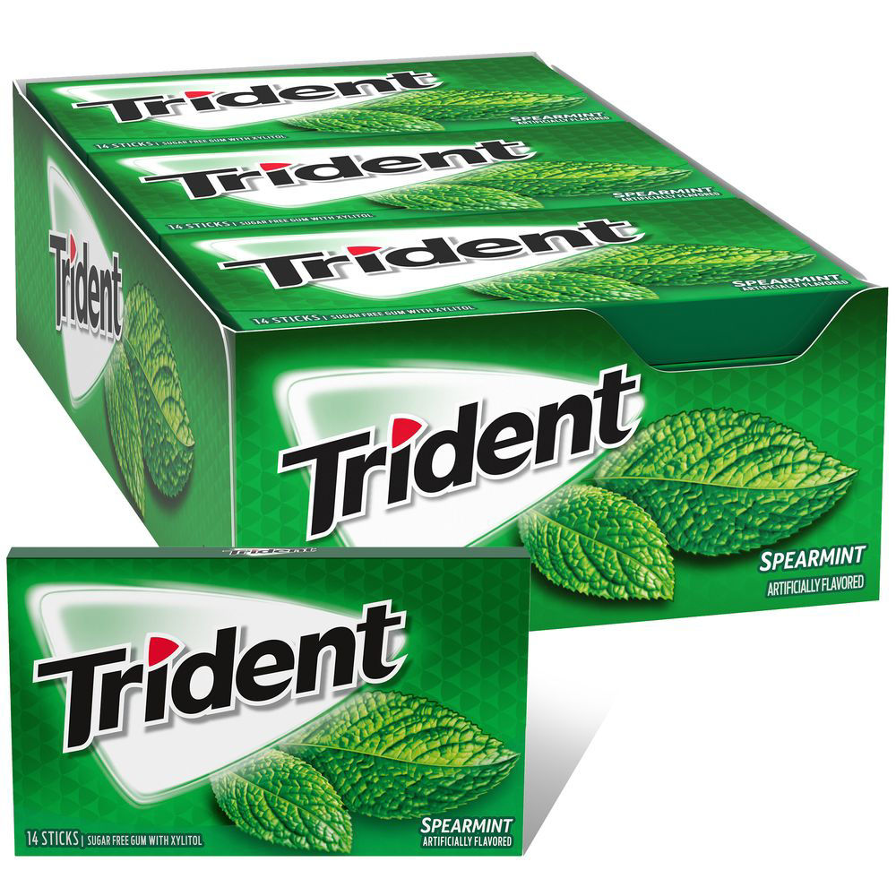 Picture of Trident Spearmint Chewing Gum, Carton of 12 Boxes