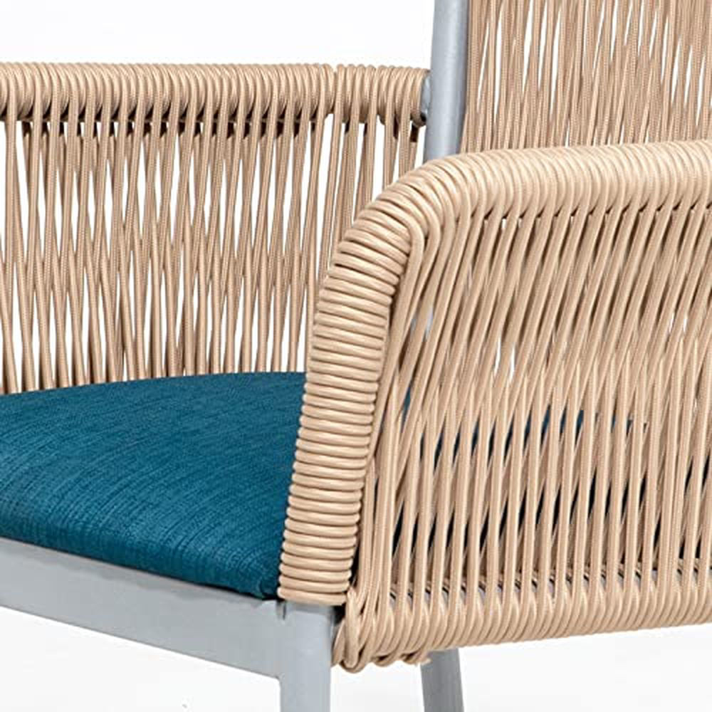 Buy Online Janssen Furniture Iron & Rattan 4 Seater Outdoor Set with Table, Hazel in UAE