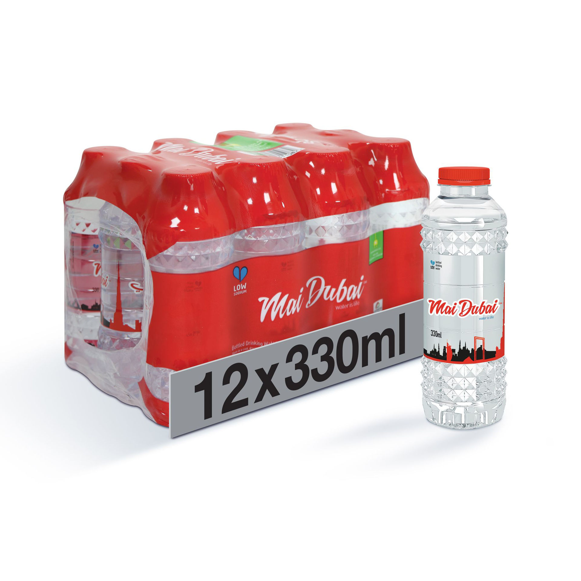 Buy Online Mai Dubai Water Bottle, 330ml, Pack of 12 Pieces in UAE