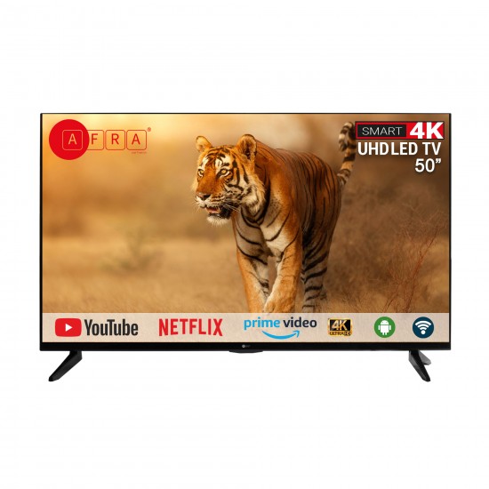 Picture of AFRA Japan UHD 4K Frameless LED Smart TV,  50inch, Android 11, Black