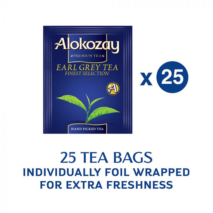 Buy Online Alokozay Earl Grey Tea Bags In Foil Wrapped Envelopes, 25